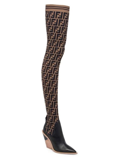 fendi wedge ankle boots|Fendi thigh high sock boots.